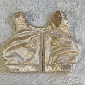 Enell satin high impact sports bra front closure Ecru size 3, 41” - 45” bust